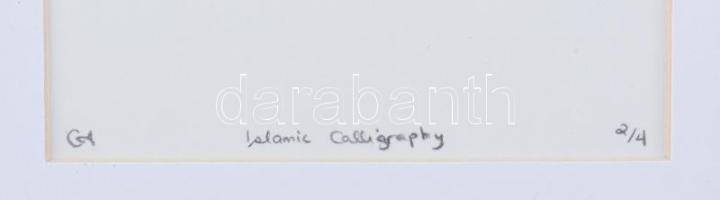 Olvashatatlan jelzéssel: Iszlám kalligráfia. Szitanyomat, papír. Számozott (2/4). Üvegezett keretben...