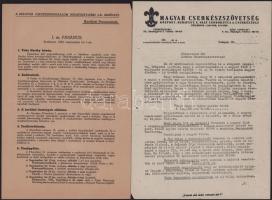 1941 Cserkész napiparancs, oklevél, körlevél, 3 db