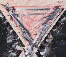 Hajdú László (1938-): Geo 02, 1992. Akril, kréta, papír. Jelezve jobbra lent. Hátoldalán autográf fe...