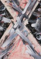 Hajdú László (1938-): Geo 02, 1992. Akril, kréta, papír. Jelezve jobbra lent. Hátoldalán autográf fe...