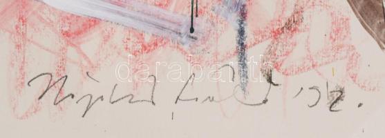 Hajdú László (1938-): Geo 02, 1992. Akril, kréta, papír. Jelezve jobbra lent. Hátoldalán autográf fe...