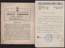 ca 1920-1940 9 db cserkész nyomtatvány, reklám, ex libris, meghívó, Tihanyi Yacht klub cserkészcsapa...