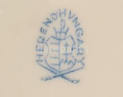 Herendi Viktória mintás bonbonier, plasztikus sárga rózsa fogóval, jelzett, hibátlan, d: 12 cm, m: 1...