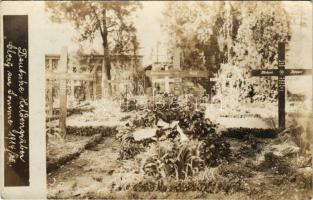 1915 Cléry-sur-Somme, Deutsche Heldengräber / WWI German military cemetery, heroes' graves. photo (szakadás / tear)