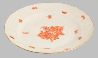 Herendi óherendi virágmintás tányér. Jelzett, kézzel festett, repedésvonallal, d: 25 cm