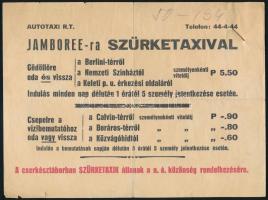 1933 IV. Cserkész Világjamboree Gödöllő, utazási kedvezményre jogosító kitűző a 6. napra, Szürke Tax...