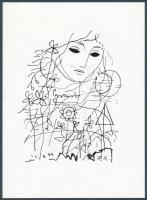 Reich Károly (1922-1988): Álmodozó. Klisé, papír, jelzett a klisén, 11×8 cm