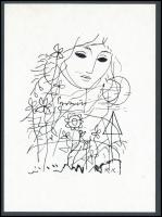 Reich Károly (1922-1988): Álmodozó. Klisé, papír, jelzett a klisén, 11×8 cm