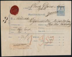 1877 Szállítólevél 5kr benyomott okmánybélyeggel "BUDAPEST / FŐPOSTA"
