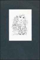 Reich Károly (1922-1988): Álmodozó. Klisé, papír, jelzett a klisén, 11×8 cm