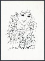 Reich Károly (1922-1988): Álmodozó. Klisé, papír, jelzett a klisén, 11×8 cm