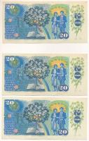Csehszlovákia 1988. 20K 3db, 2x sorszámkövetők "E28 773521 - E28 773522" + közeli sorszám ...