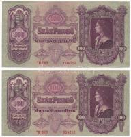 1930. 100P (2x) egyugrásos sorszámkövetők, csillagos sorozatszámmal "E 089 004350 - E 089 004352" T:XF