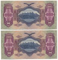 1930. 100P (2x) egyugrásos sorszámkövetők, csillagos sorozatszámmal "E 089 004350 - E 089 00435...