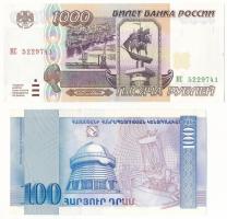 Oroszország 1995. 1000R + Örményország 1998. 100D T:AU
Russia 1995. 1000 Rubles+ Armenia 1998. 100 ...
