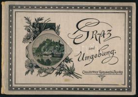 ca 1890 Graz 12 képet tartalmazó litho leporello, egészvászon kötésben. Kijár.   ca 1890 Graz litho leporello containing 12 images, in full cloth binding. Damaged 18x13 cm