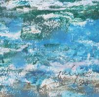 Gulyás Dénes (1927-2003): Jégzajlás a Dunán Budapesten, a Parlament előtt, 1996. Olaj, farost, jelez...