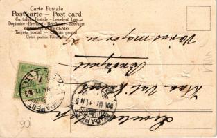 1906 Macskák / cats. Emb. litho (lyuk / pinhole)