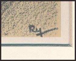 Ruzicskay György (1896-1993): Nagyváros. Algrafia, papír, jelzett az algrafián, paszpartuban, 24,5×1...