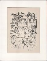 Grosz, George (1893-1959): Szivarozó. Nyomat, papír, utólagos jelzéssel, paszpartuban, lapszéli egészen apró folttal, 26×18,5 cm