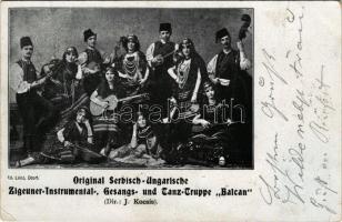 1900 Original Serbisch-Ungarische Zigeuner-Instrumental, Gesangs-, und Tanz-Truppe "Balcan". Dir.: J. Kocsis / Original Serbian-Hungarian gypsy music band "Balkan" (EB)