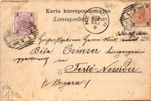 1900 Wadowice, Dworzec Kolejowy, Synagoga, Rynek / railway station, synagogue, square, shops. Art No...
