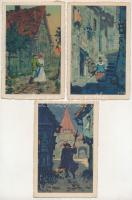 3 RÉGI német művészlap, Wenau-Brabant No. 1130-1132. / 3 pre-1945 German art postcards s: Erich Kux
