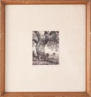 Batári László (1920-1997): Körtefa. Rézkarc, papír. Jelzett. 12,5x10 cm Üvegezett fakeretben. Lapszé...