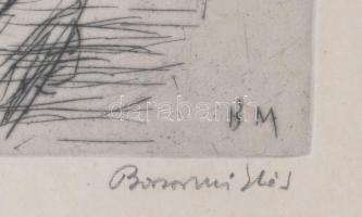 Borsos Miklós (1906-1990): 1514. Hidegtű, papír, jelzett, üvegezett fakeretben, 13,5x9 cm