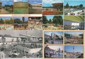 MAGYAR FÜRDŐK, STRANDOK - 30 db MODERN város képeslap / SPA, BEACH - 30 modern town postcards