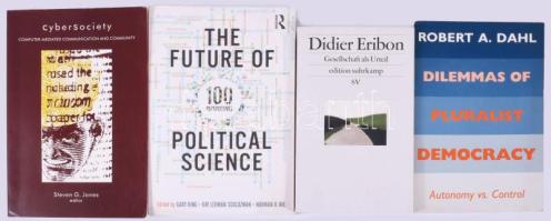 4 db - Eribon, Didier: Gesellschaft als Urteil. + Jones, Steven G.: CyberSociety. + The Future of 100 Perspectives Political Science. + Dahl, Robert A.: Dilemmas of Pluralist Democracy. Kiadói papírkötés, jó állapotban.