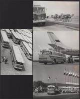cca 1970 Ikarus autóbuszok itthon és külföldön, pl. Zágráb, stb., 4 db fotó, 17,5×12 cm