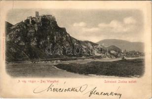 1909 Sztrecsnó, Sztrecsény, Strecno (Trencsén); Sztrecsnó vára a Vágvölgyben. Gansel Lipót 181. / Das Waagthal / Povazie, Hrad / castle ruins in the Váh Valley (fa)