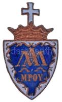 1930 k. "MPOY" zománcozott, bronz piarista iskolajelvény (17x28mm) T:XF kis zománchiba