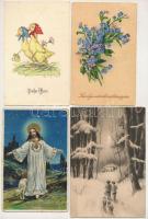 47 db RÉGI üdvözlőlap vegyes minőségben / 47 pre-1945 greeting art postcards in mixed quality