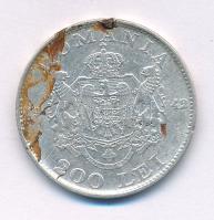 Románia 1942. 200L Ag "I. Mihály" T:XF szennyeződés Romania 1942. 200 Lei Ag "Mihai I" C:XF dirt Krause KM#63