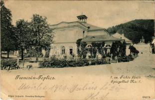 1902 Trencsénteplic, Trencianske Teplice; 1. számú tükör fürdő. Edgar Schmidt kiadása / Spiegelbad No. 1. / spa, bathhouse (b)