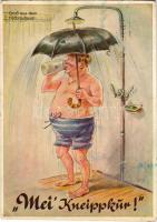 "Mei' Kneippkur!" Münchener Bildkunstverlag August Lengauer Nr. 3112. / German drunk humour art postcard (Rb)
