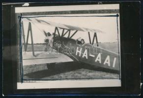 1933 A Bánhidi Gerle 13 (HA-AAI) magyar tervezésű sportrepülőgép, tervezte Bánhidi Antal, későbbi kontakt másolat sajtóközléshez előkészítve, 6×9 cm