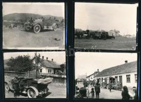cca 1942 Katonai járművek, sebesültszállító autók, 4 db negatívról készült későbbi előhívás, 9×12 cm
