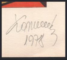 Koppány Frigyes (?-?): Színes kör, 1978. Filctoll, papír, jelzett, papírra kasírozva. 16x16 cm