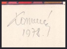 Koppány Frigyes (?-?): Színes formák, 1978. Filctoll, papír, jelzett, papírra kasírozva. 16x16 cm