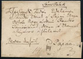 1829 Portós levél "Pesten keresztül" jelzéssel "LISZKA" - Pápa