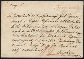1832 Portós levél kézírásos "Neszmély" helységnévvel Pápára küldve