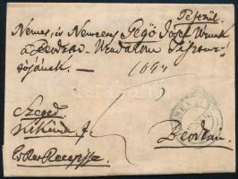 1845 Portós levél kék / blue "RECOMENDIRT / PESTH"