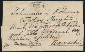 1827 Portós levél "PESTH" - Baracska