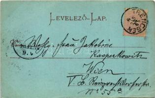 1899 Trencsén, Trencín; vár 200 évvel ezelőtt, este holdfényben. Gansel Lipót kiadása / castle 200 y...