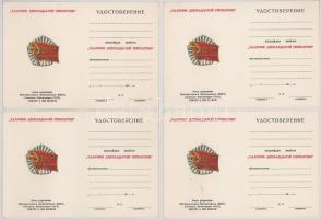 Szovjetunió 1990 k. "A 12. Ötéves Terv Kiváló Dolgozója" kitöltetlen igazolványa (4db, kettőn szennyeződés) T:UNC,AU Soviet Union cca 1990. "Outstanding Worker of the 12th Five-Year Plan" badge's unfilled document (4 pcs, two have dirt) C:UNC,AU