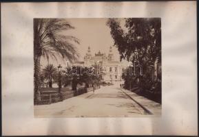 cca 1900 Monaco-i palota és a kaszinó látképei, 4 db fotó kartonon, foltos kartonnal, 21x27 cm