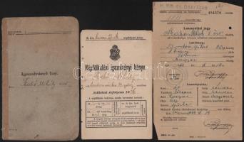 1895-1944 Szabó Mihály őrvezető vegyes iratai: népfölkelési igazolványi könyv, katonai igazolványi lap, leszerelési jegy, stb., összesen 6 db